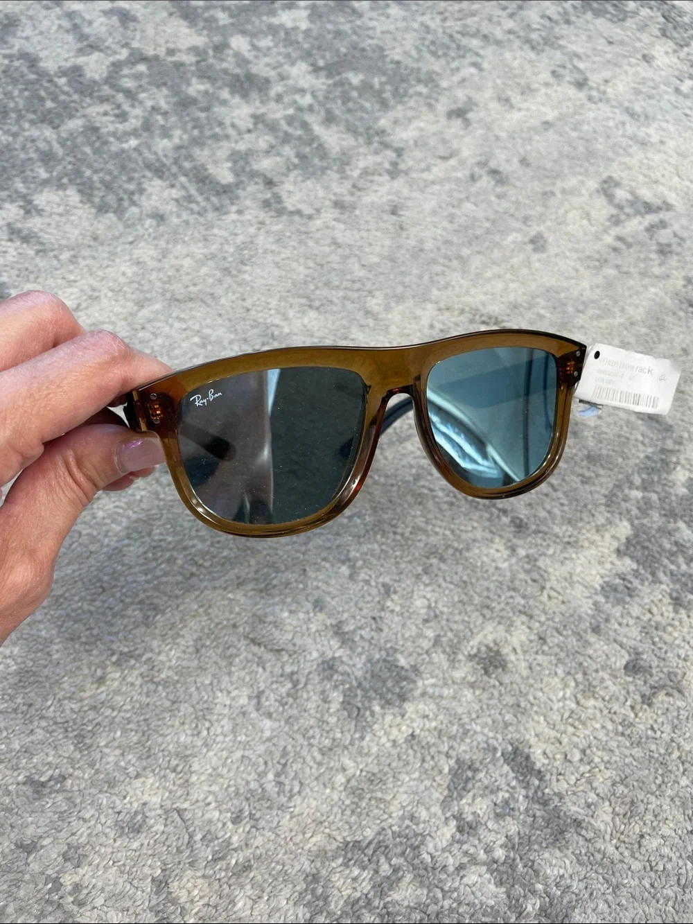 New Ray Ban Boyfriend Reverse Sunglasses Polished Transparent Camel Brown
